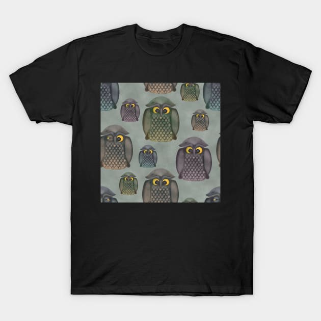 Cute owls watercolor print. Fanny kids illustration T-Shirt by likapix